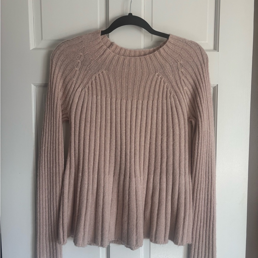 Cupio Blush Pink Ribbed Sweater Size Small | Cozy Knit Crewneck